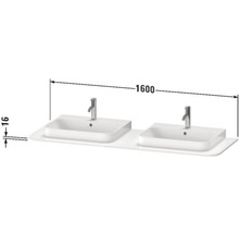 Skrinka pod umývadlo s dvomi umývadlami a batériami, celková šírka 1600 mm