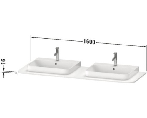 Skrinka pod umývadlo s dvomi umývadlami a batériami, celková šírka 1600 mm