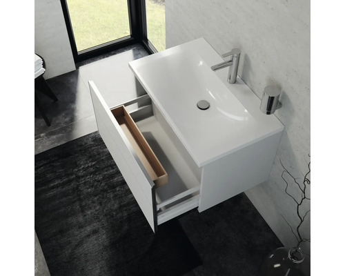 Biela skrinka pod umývadlo s výsuvnou zásuvkou