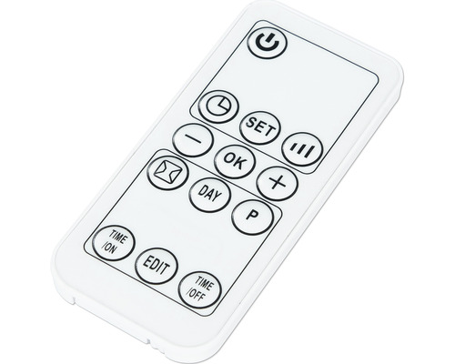 Biele diaľkové ovládanie s rôznymi tlačidlami