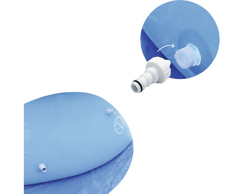 Detailný pohľad na vodné lôžko s ventilmi a konektorom.