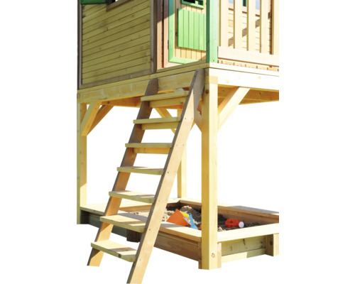 Detský domček s pieskoviskom a dreveným rebríkom