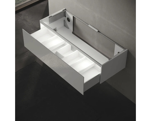 Skrinka pod umývadlo so zásuvkou a priehradkami na uloženie v kúpeľni