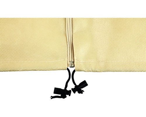 Detailný záber ochranného obalu so zipsom a sťahovacou šnúrkou