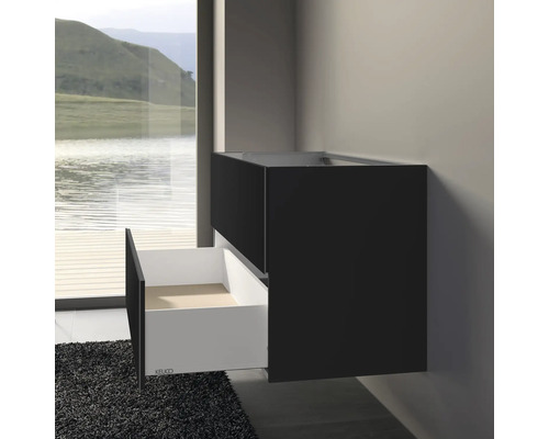 Skrinka pod umývadlo s otvorenou zásuvkou do kúpeľne