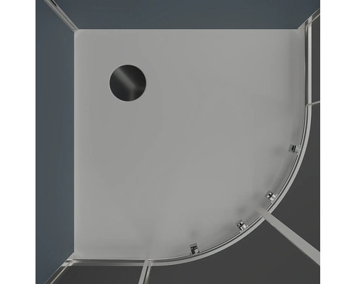 Sprchovací kút zhora s odtokom a zaobleným rohom
