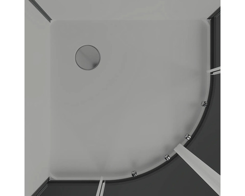 Pohľad zhora na sprchovací kút so sprchovacou vaničkou a odtokom