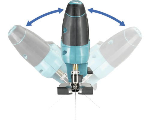 Priamočiara píla s kyvným pohybom so šípkami naznačujúcimi rotačný pohyb