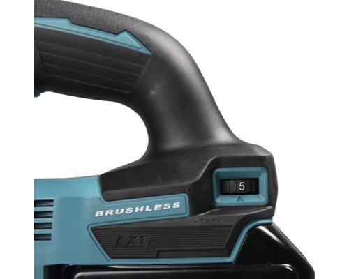 Detailný pohľad na akumulátorovú taviacu pištoľ s bezkefovým motorom a nastavovacím gombíkom