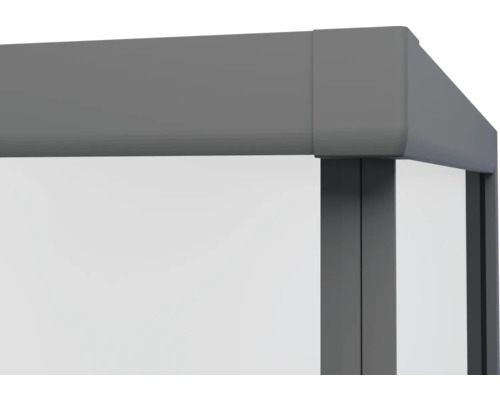 Detail šedého rámu s bielou výplňou