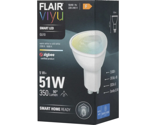FLAIR Viyu Smart LED žiarovka GU10 na použitie so systémami inteligentnej domácnosti