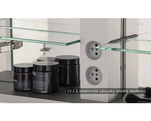 Zrkadlová skrinka Keuco s dvoma zásuvkami a sklenenými policami