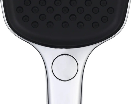 Detailný pohľad na sprchovú hlavicu s prepínačom typov prúdu