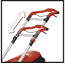 Nastaviteľná rukoväť záhradnej frézy so šípkou dole.