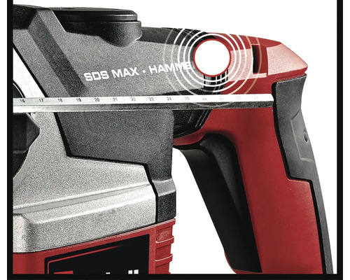 Detailný pohľad na vŕtacie kladivo s upínaním SDS Max a meracou stupnicou