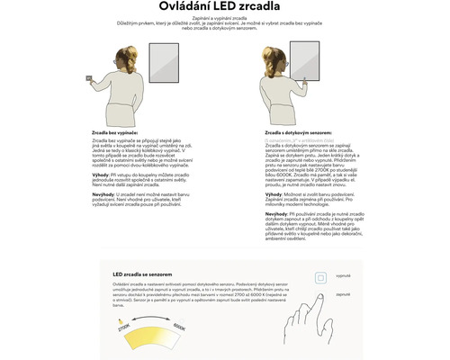 Návod na ovládanie LED zrkadiel