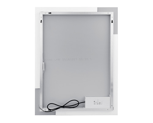 Zadná strana LED zrkadla s montážnym zariadením a elektronickými súčiastkami