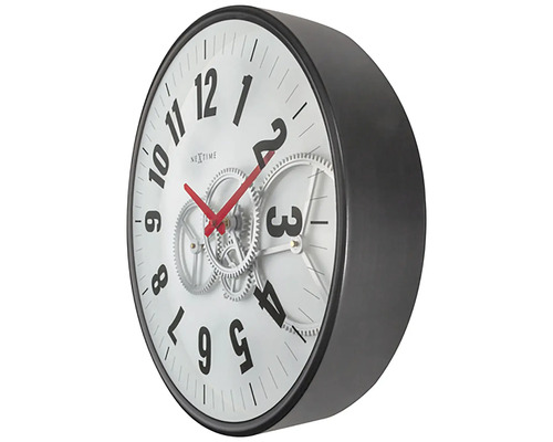 Nástenné hodiny Nextime s viditeľným hodinovým strojčekom
