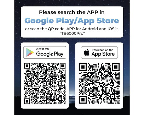 Informácie o stiahnutí aplikácie z obchodu Google Play alebo App Store pomocou QR kódu.