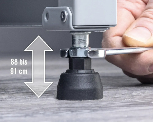 Nastavenie výšky od 88 do 91 cm na nohe nábytku pomocou kľúča