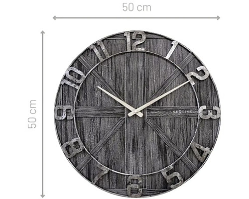 Nástenné hodiny Nextime z dreva, priemer 50 cm