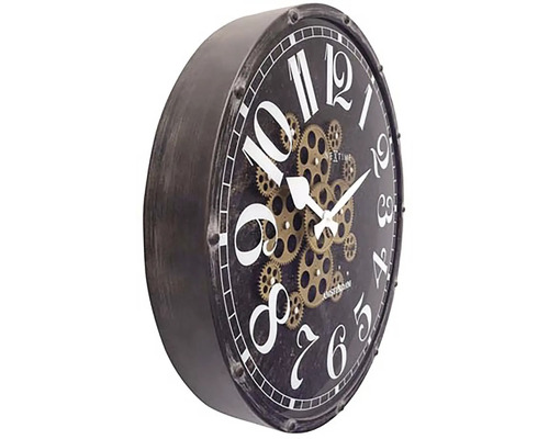 Dekoratívne nástenné hodiny s ozubenými kolesami a ciferníkom