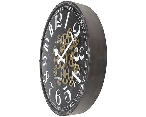 Nástenné hodiny s viditeľným hodinovým strojčekom