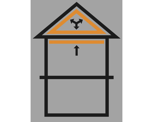Symbol pre vetranie podkrovia so šípkami