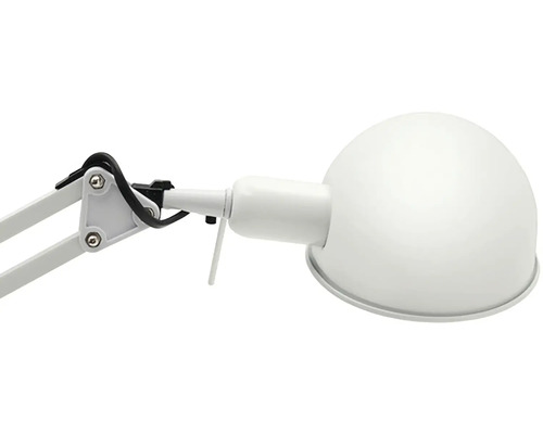 Biela stolná lampa s nastaviteľným ramenom