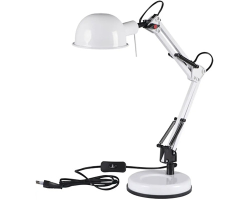 Biela stolná lampa s otočným ramenom pre flexibilné osvetlenie