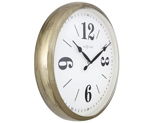 Nástenné hodiny Nextime so zlatým rámom a ciferníkom