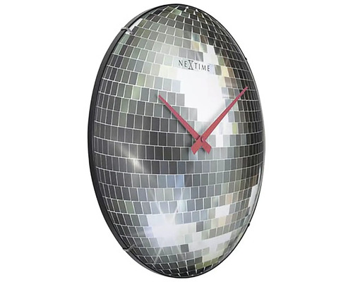 Nástenné hodiny so zrkadlovou mozaikou a červenými ručičkami