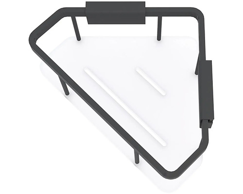 Rohová polica s kovovou a plastovou doskou