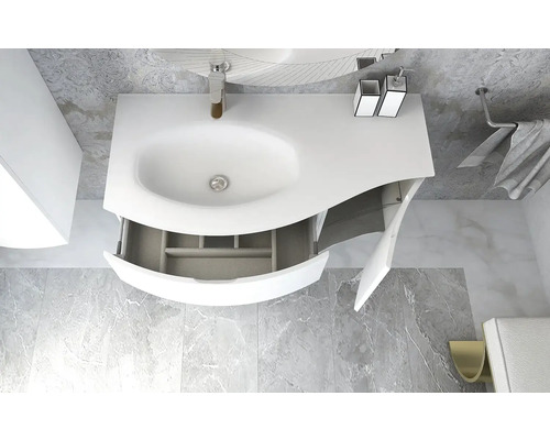 Kúpeľňová skrinka pod umývadlo s výsuvom a dvierkami zhora