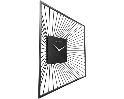 Nástenné hodiny so štvorcovým dizajnom a lúčovitými líniami