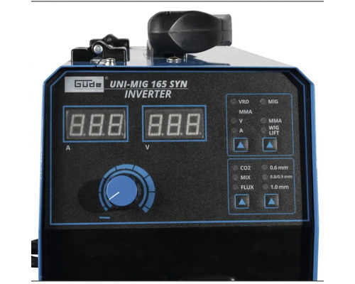 Güde Uni-MIG 165 SYN invertorový zvárací stroj ovládací panel detail