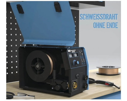 Zváračka s otvoreným krytom a cievkou zváracieho drôtu