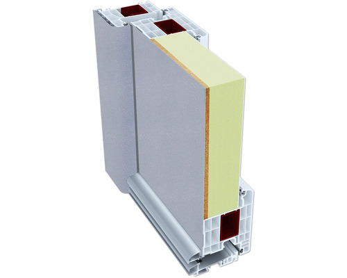 Priečny rez okenným rámom s viacvrstvovým sklom a izolačným materiálom