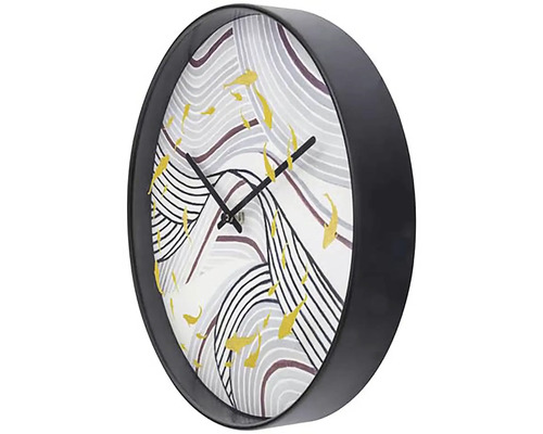 Nástenné hodiny s motívom rýb a čiernym rámom