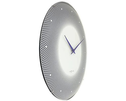 Okrúhle nástenné hodiny s grafickým vzorom a ručičkami