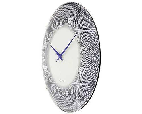 Okrúhle nástenné hodiny s moderným mriežkovým vzorom a ručičkami