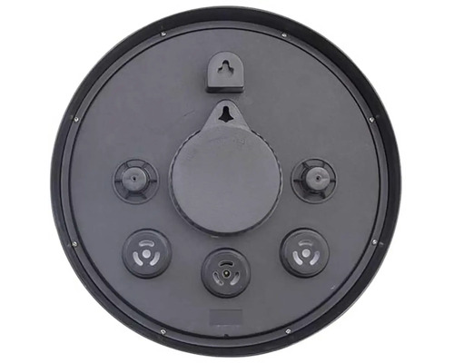 Zadná strana okrúhlych hodín so závesom