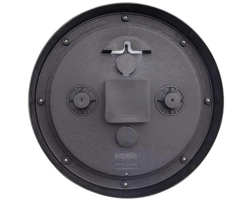 Zadná strana nástenných hodín s priestorom pre batérie a závesným zariadením