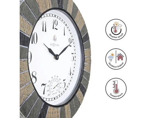 Nástenné hodiny s teplomerom pre vnútorné aj vonkajšie použitie