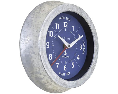 Nextime Tide Clock s pozinkovaným rámom na zobrazenie prílivu a odlivu