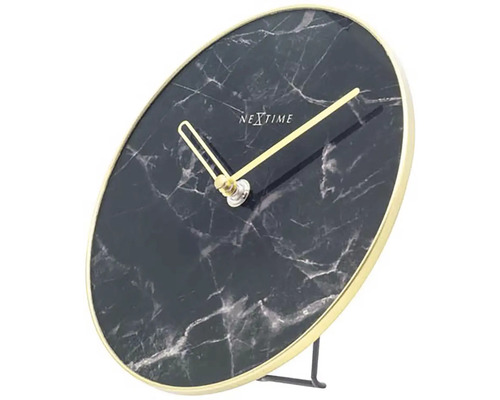 Stolové hodiny Nextime so štruktúrou mramoru a zlatými ručičkami