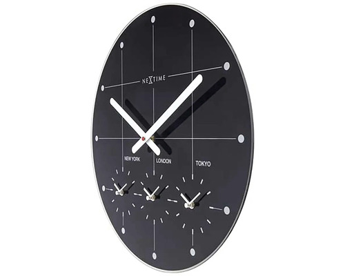 Nástenné hodiny Nextime na zobrazenie rôznych časových pásiem
