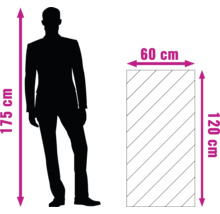 Rozmery: muž s výškou 175 centimetrov, doska s rozmermi 60 x 120 centimetrov