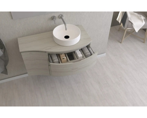 Umývadlová skrinka s umývadlom na dosku a zásuvkou v kúpeľni