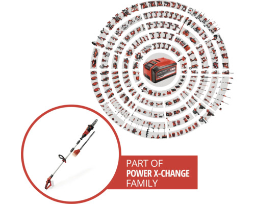 Prehľad produktov akumulátorového systému Einhell Power X-Change s akumulátorovou tyčovou pílou